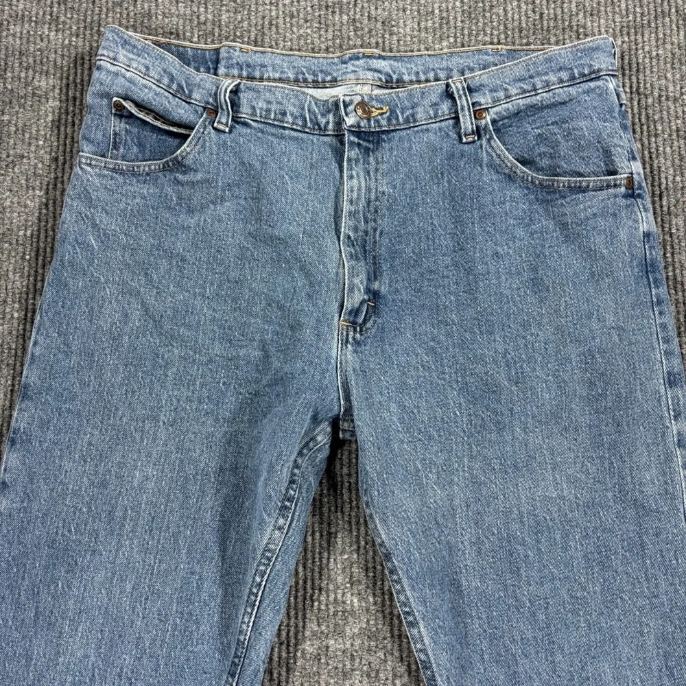 Wrangler Jeans Mens 38x30 Blue Premium Quality Straight Leg Denim Casual